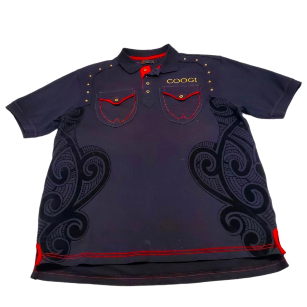 Mens Coogi Australia Embroidered Logo black Polo Shirt Size  L